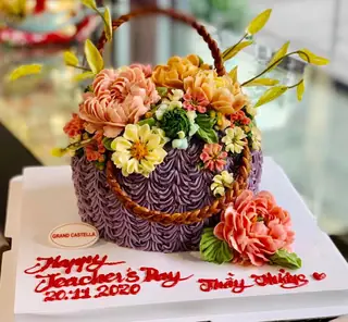 Bánh Kem Bơ Pháp Sinh Nhật Hình Giỏ Hoa Size 20cm – ảnh 8