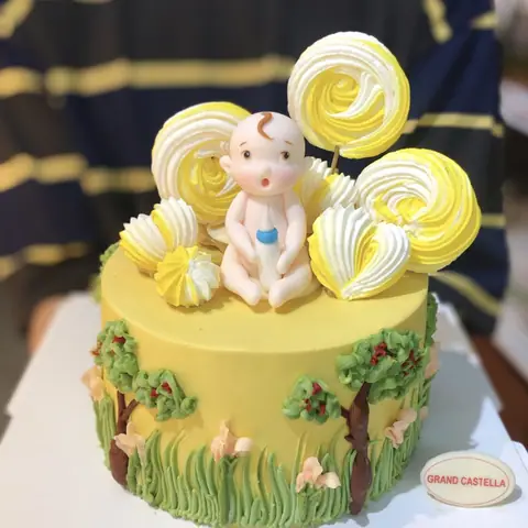 Bánh Kem Bơ Pháp Sinh Nhật + Tạo Hình Fondant Em Bé – BFD82