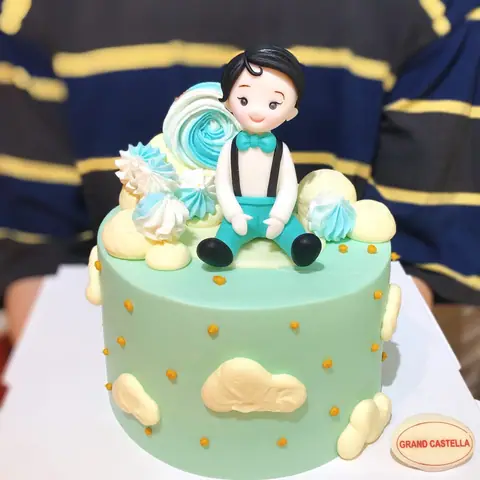 Bánh Kem Bơ Pháp Sinh Nhật + Tạo Hình Fondant Bé Trai – BFD78